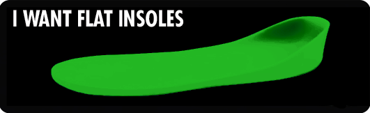 3D rendering of a flat insole with the text “I want flat insoles.”