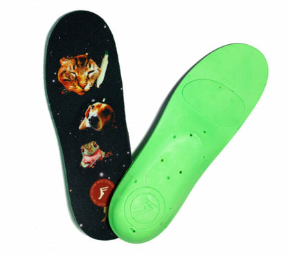 Top and bottom view of Kingfoam Orthotic Elite Insoles in Kittybabe in Space 3